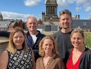 Pictured right to left: Danielle Hume, Robin Horsfield, Anna Cliffe, Simon Shaw and Laura Morris